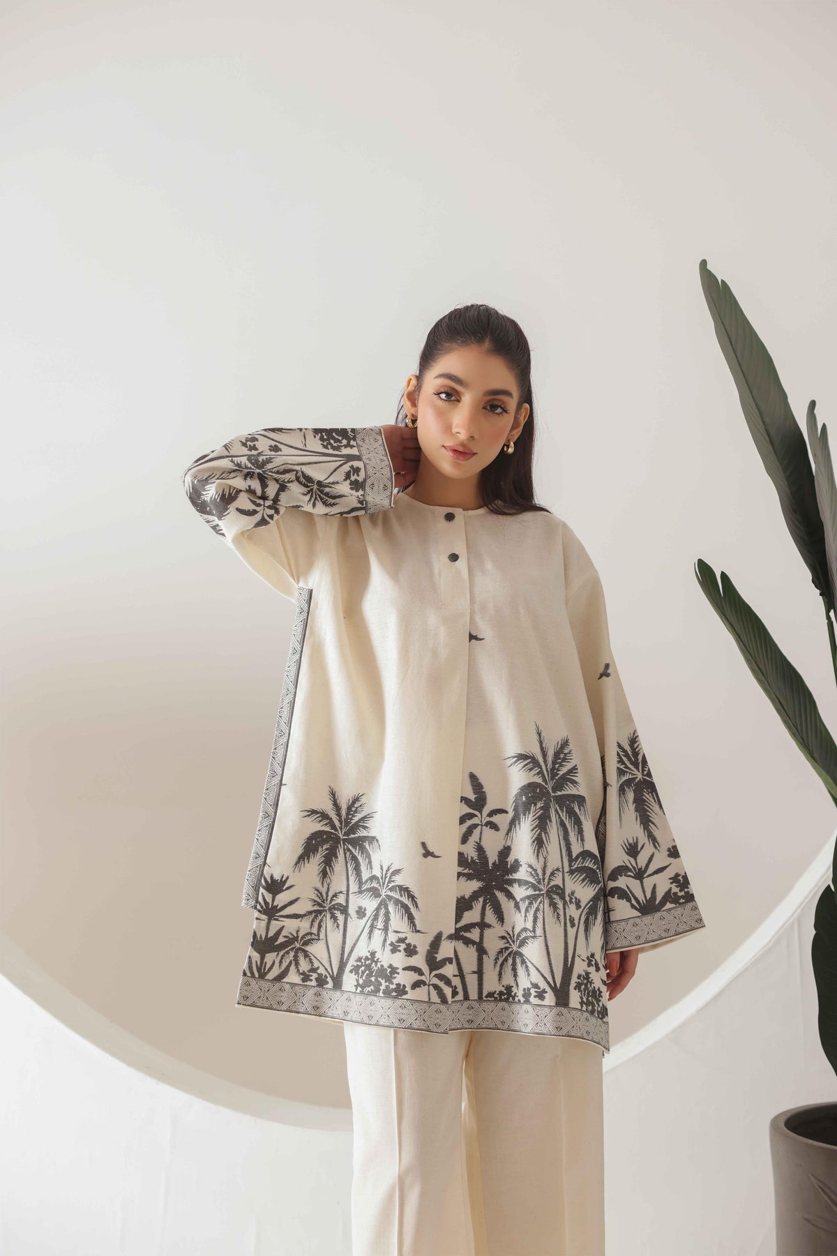 sophisticated Cotton Co-ord Set featuring nature-inspired prints.