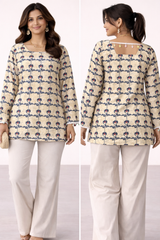 Yellow Multicolor Floral Cotton Kurti Top 🌸✨