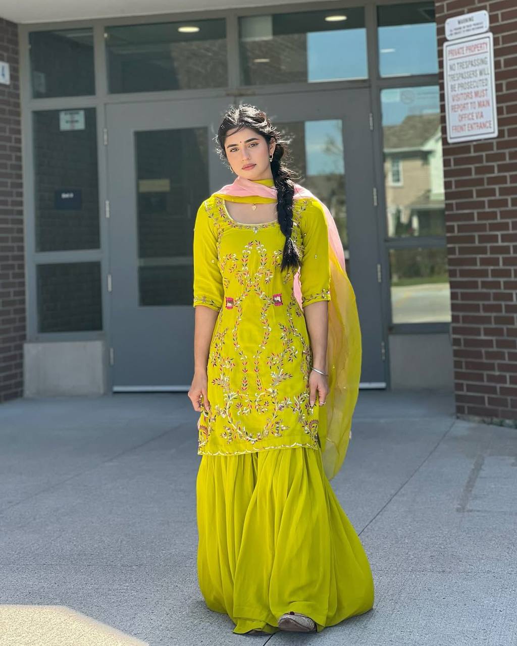Make a stunning festive statement with this Designer Wear Exclusive Sharara Suit