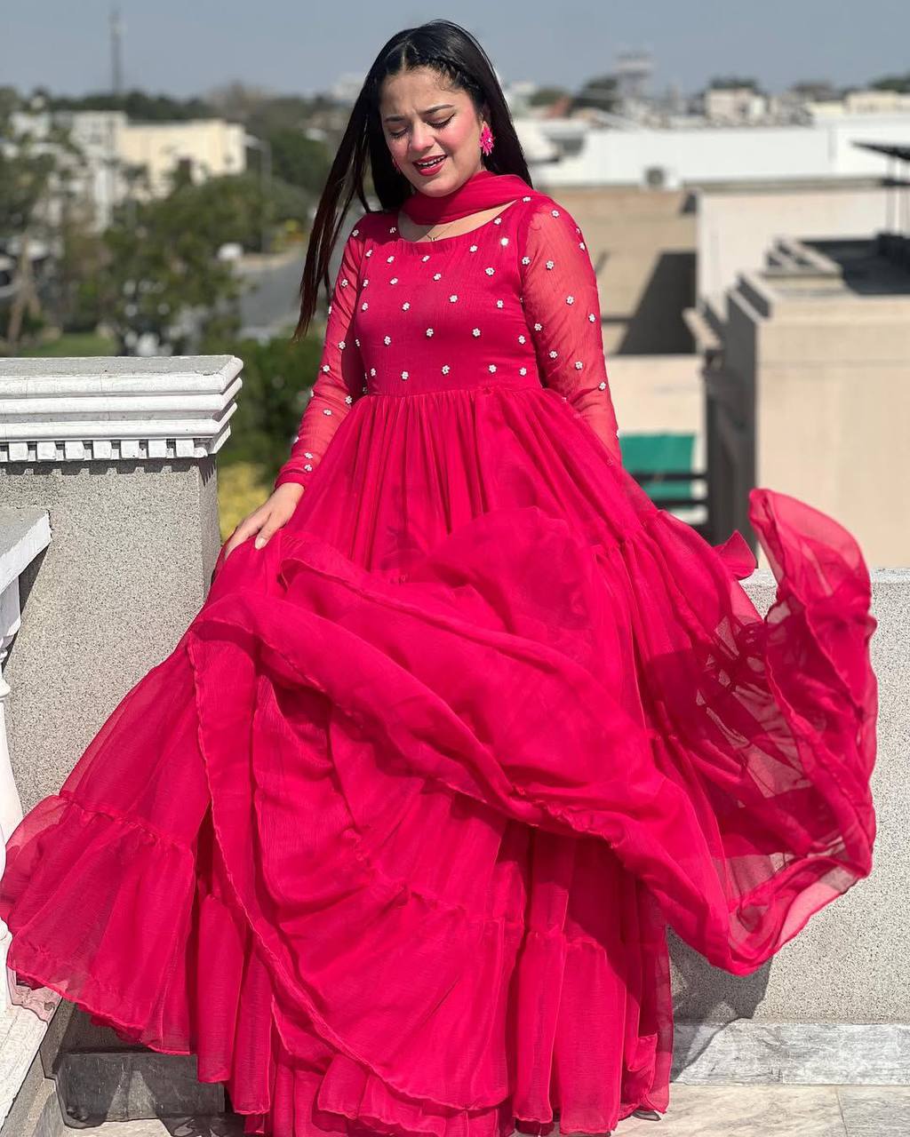 Step into elegance with this Exclusive 2-Piece Gown and Dupatta Set