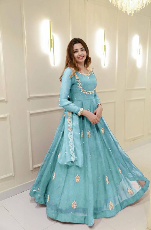 Add a touch of glamour to your festive collection with this Exclusive 2-Piece Gown and Dupatta Set