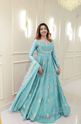 Add a touch of glamour to your festive collection with this Exclusive 2-Piece Gown and Dupatta Set