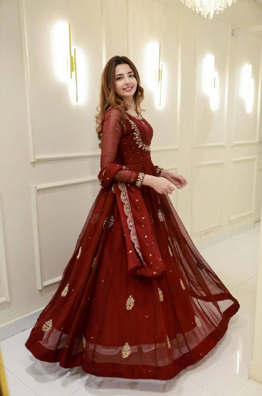Add a touch of glamour to your festive collection with this Exclusive 2-Piece Gown and Dupatta Set