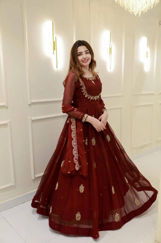 Add a touch of glamour to your festive collection with this Exclusive 2-Piece Gown and Dupatta Set