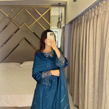 DESIGNER WEAR EXCLUSIVE 3 PIECE SUIT IN BEADS WORK ON KURTI,