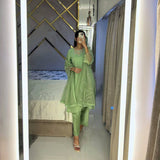 DESIGNER WEAR EXCLUSIVE 3 PIECE SUIT IN BEADS WORK ON KURTI,