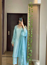 DESIGNER WEAR EXCLUSIVE 3 PIECE SUIT IN BEADS WORK ON KURTI,