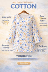 White Floral Cotton Kurti Top 🤍🌸