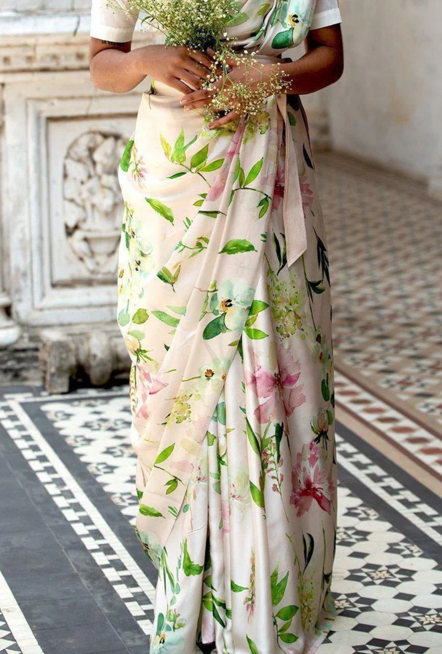 Pearl Blossom Designer Saree