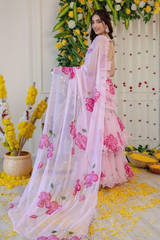 Lehenga Saree with Ruffle Work & Digital Print | Designer Party Wear.