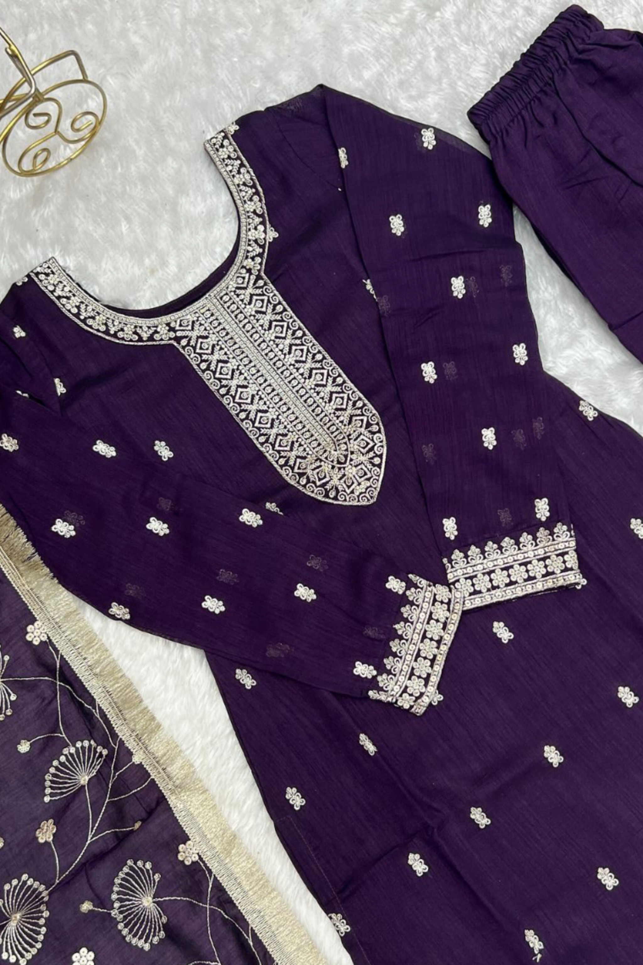 Premium Designer Bright Colour Kurti-Pant-Dupatta Pair